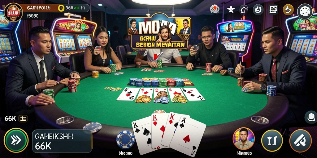 Tampilan gameplay Poker yang mendebarkan di 66K.