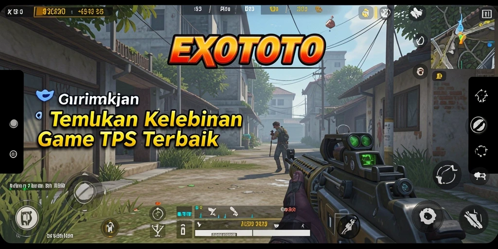 Screenshot yang menampilkan aksi intens dalam gameplay TPS EXOTOTO.