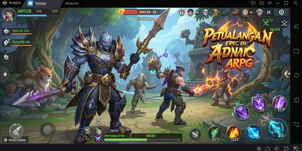 Screenshot MPO08 menampilkan pertarungan epik di dunia ARPG yang luas.