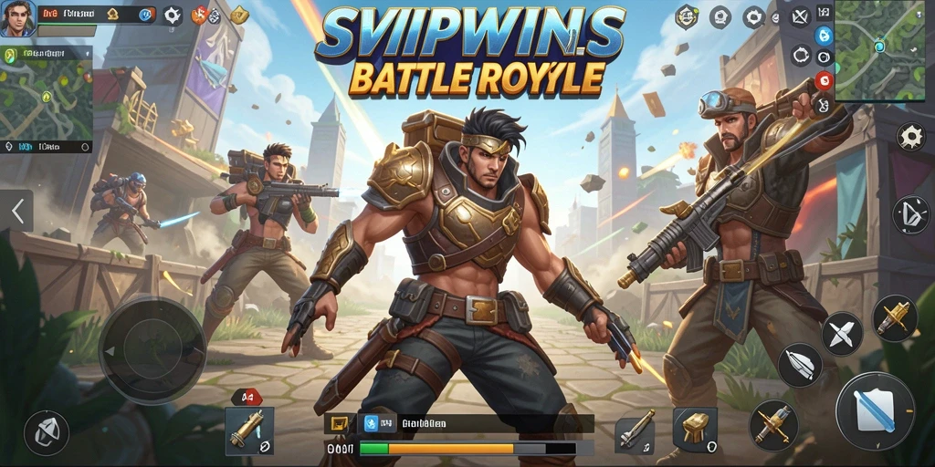 Tangkapan layar gameplay SVIPWINS dengan aksi pertarungan Battle Royale yang mendebarkan.