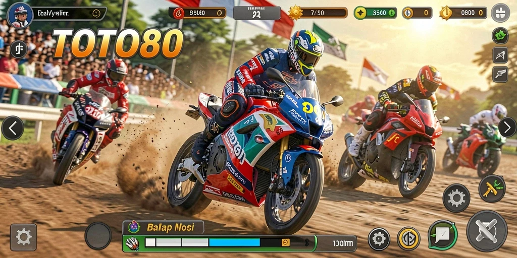 Gameplay TOTO80 yang mendebarkan dan grafis menakjubkan saat balapan.