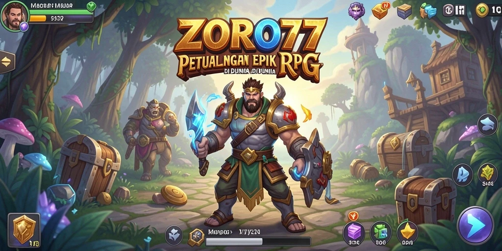 Screenshot gameplay ZORO77 dengan pertempuran mendebarkan.